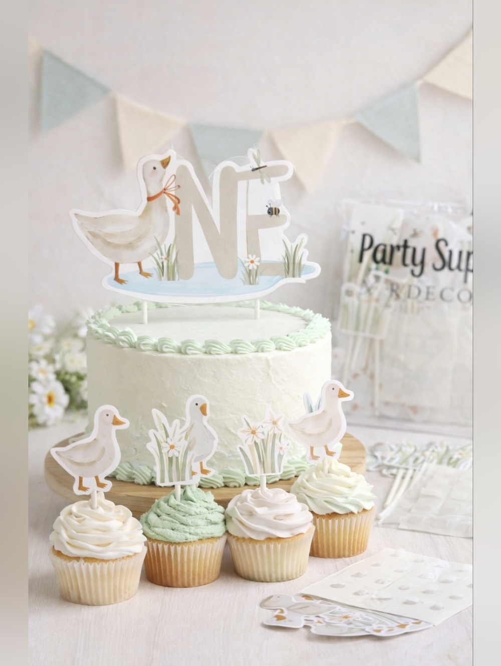 Silly Goose Cake Topper Set 13pcs Goose Theme First Birthday Cupcake Toppers